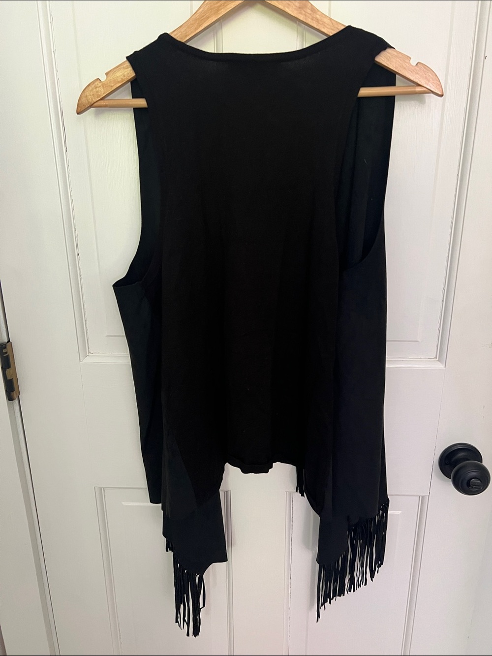 INC International Concepts Black Fringe Draped Vest - Picture 4 of 4